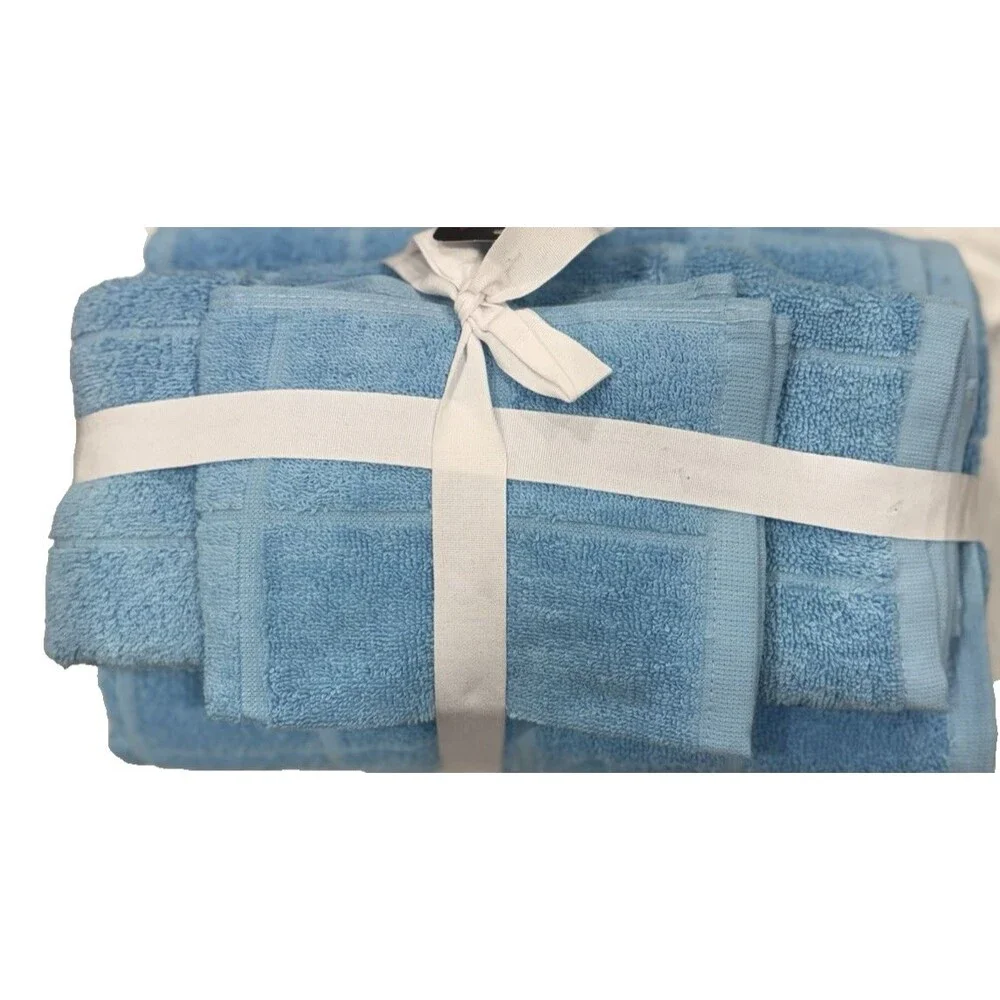 Home Expressions 6 Piece Bath Towel Set 100% Cotton Baltic Sky NEW